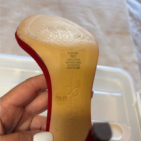 Jessica Simpson Red Pearl-Embellished Heels Women’s Size 7 - Picture 6 of 8